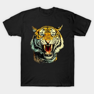 Colorful Tiger Cartoon Vintage Bengals Tiger Drawing Comics Fearless Tiger T-Shirt
